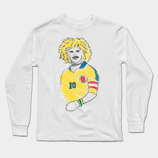 Carlos Valderrama Long Sleeve T-Shirt by juanc_marinn